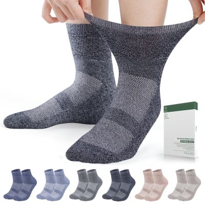 Bulinlulu Diabetic Socks for Men Women,6 Pairs Non Binding Ankle Diabetic Socks for Women Men Size 7-9 9-11(Dark-Medium)