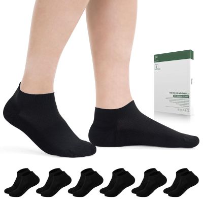Bulinlulu Diabetic Socks for Men Women,6 Pairs Low Cut Non Binding Diabetic Socks,Ankle Seamless Socks for Men 6-9 9-12(Black-Small)