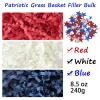 8.5 oz / 240g Patriotic Grass Basket Filler Bulk, Red White Blue Crinkle Cut Paper Shred with Stars for Gift Box, Basket Filling for DIY Crafts, 4th of July Independence Day Memorial Party Decorations view 2