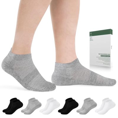 Bulinlulu Diabetic Socks for Men Women,6 Pairs Low Cut Non Binding Diabetic Socks,Ankle Seamless Socks for Men 7-9 9-11(B+W+G-Large)