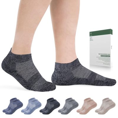 Bulinlulu Diabetic Socks for Men Women,6 Pairs Low Cut Non Binding Diabetic Socks,Ankle Seamless Socks for Men 6-9 9-12(Dark-Large)