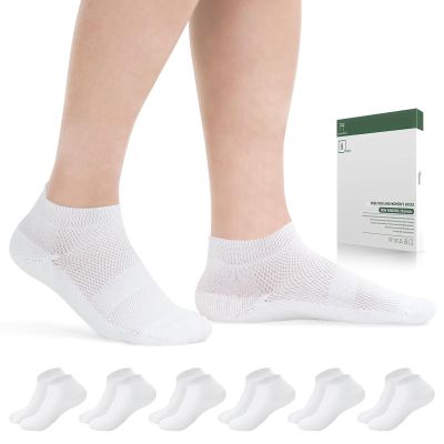 Bulinlulu Diabetic Socks for Men Women,6 Pairs Low Cut Non Binding Diabetic Socks,Ankle Seamless Socks for Men 6-9 9-12(White-Large)