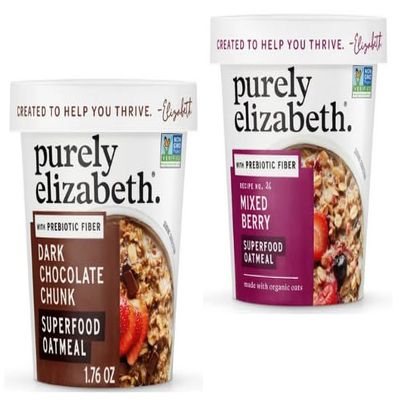Purely Elizabeth Organic Oats, Instant Oatmeal, 1.76 oz Cup + King Combos QR Code Mixed pack with (Seasonal (Chocolate e Mixed Berries (3 each))