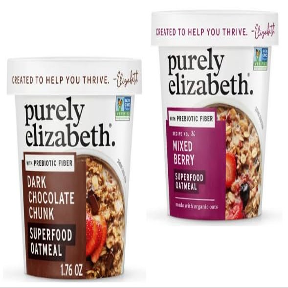 Purely Elizabeth Organic Oats, Instant Oatmeal, 1.76 oz Cup + King Combos QR Code Mixed pack with (Seasonal (Chocolate e Mixed Berries (3 each))