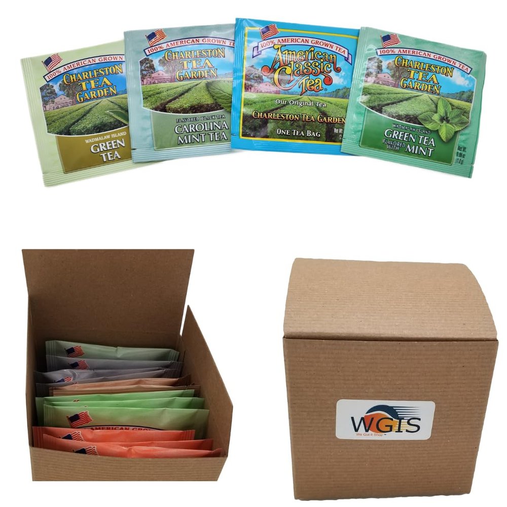 Tea Sampler Gift Set Featuring Charleston Tea Plantation Green Tea Bags - WGIS Gift Box Set #4 With Bonus Flavor Bag