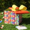 BIOBROWN Medium Birthday Gift Boxes with Lids for Presents, 9x9x9 Inches Text Design Collapsible Gift Box for Birthday, Baby Shower, Party view 2