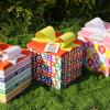 BIOBROWN Medium Birthday Gift Boxes with Lids for Presents, 9x9x9 Inches Text Design Collapsible Gift Box for Birthday, Baby Shower, Party view 4
