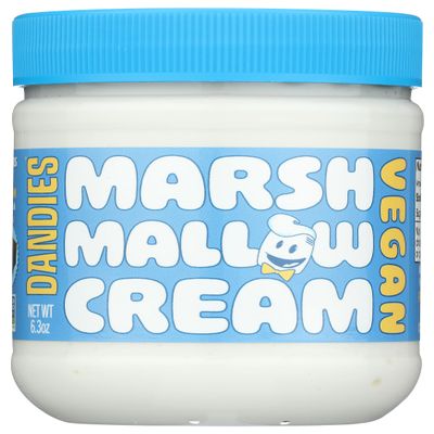 Dandies Marshmallow Cream, Vegan and Allergen Friendly Cream for Baking, Spreads, Desserts & Drinks, 6.3 oz