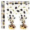 Whaline Graduation Cellophane Wrap Roll 100ft x 16 In 2.5Mil White Gold Cap Cellophane Paper Congrats Grads Crystal Clear Cello Wrapping Paper for Treats Gifts Basket Party Favor view 1