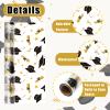 Whaline Graduation Cellophane Wrap Roll 100ft x 16 In 2.5Mil White Gold Cap Cellophane Paper Congrats Grads Crystal Clear Cello Wrapping Paper for Treats Gifts Basket Party Favor view 3