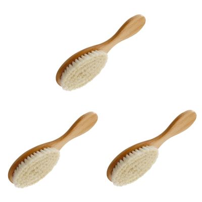 balacoo 3pcs Comfortable Hairdressing Brush with Natural Wool and Handle Versatile Shower Comb for Hair Cleaning and Scalp Massage for Bathing and Grooming White Khaki