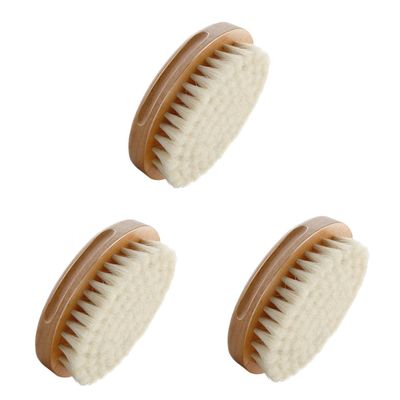 Balacoo 3 Pcs Shampoo Infant Massage Brush Hair Brush for Cap Leopard Hair Nets Shower Bristles Brush Infant Hair Brush Natural Soft Brush Bath Set Wooden White Take a Bath Boy, 11X6CM