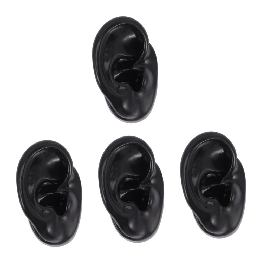 Mobestech 4pcs Professional Ear Model Earring Display Silicone Piercing Practice Human Ear Simulation