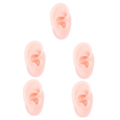 Mobestech 5pcs Silicone Ear Model for Piercing Practice and Jewelry Display Realistic Fake Ear for Training Teaching and Acupuncture Spa Use Compact Design for Easy Placement