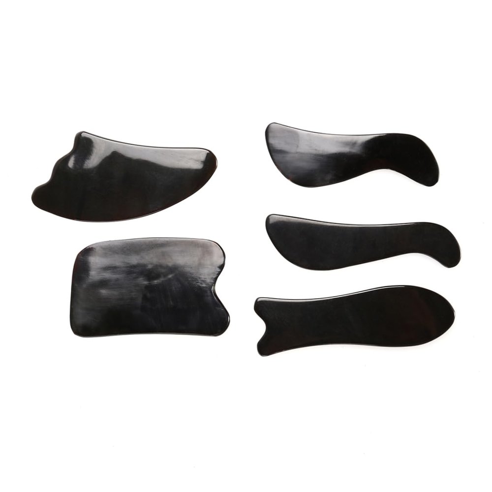 Anneome 5pc Natural Water Buffalo Horn Set Face Massage Tool for Blood Circulation
