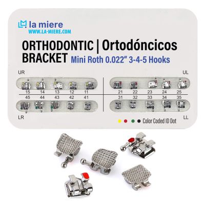 20PCS Orthodontic Mini Roth Brackets Roth 0.022 Slot Bondable with Hook on 345, 20pcs/Pack, 1PK