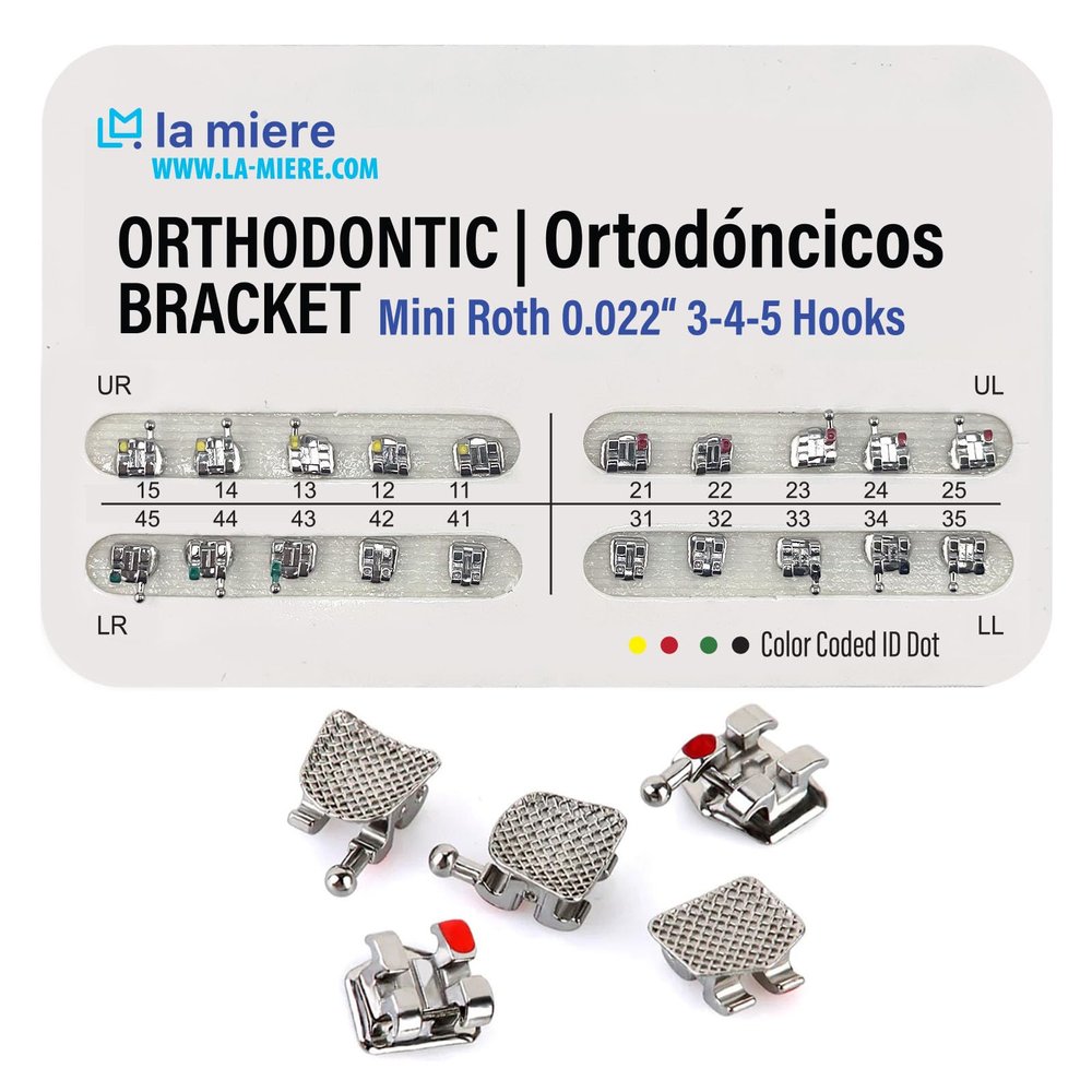 20PCS Orthodontic Mini Roth Brackets Roth 0.022 Slot Bondable with Hook on 345, 20pcs/Pack, 1PK