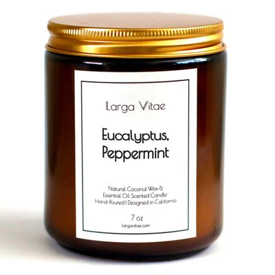 All-Natural Eucalyptus, Peppermint Aromatherapy Essential Oil Candle, Safe for People and Pets, Made with Pure Sustainable Organic Vegan Coconut Wax, Allergy Friendly, Non Toxic, Zero Waste