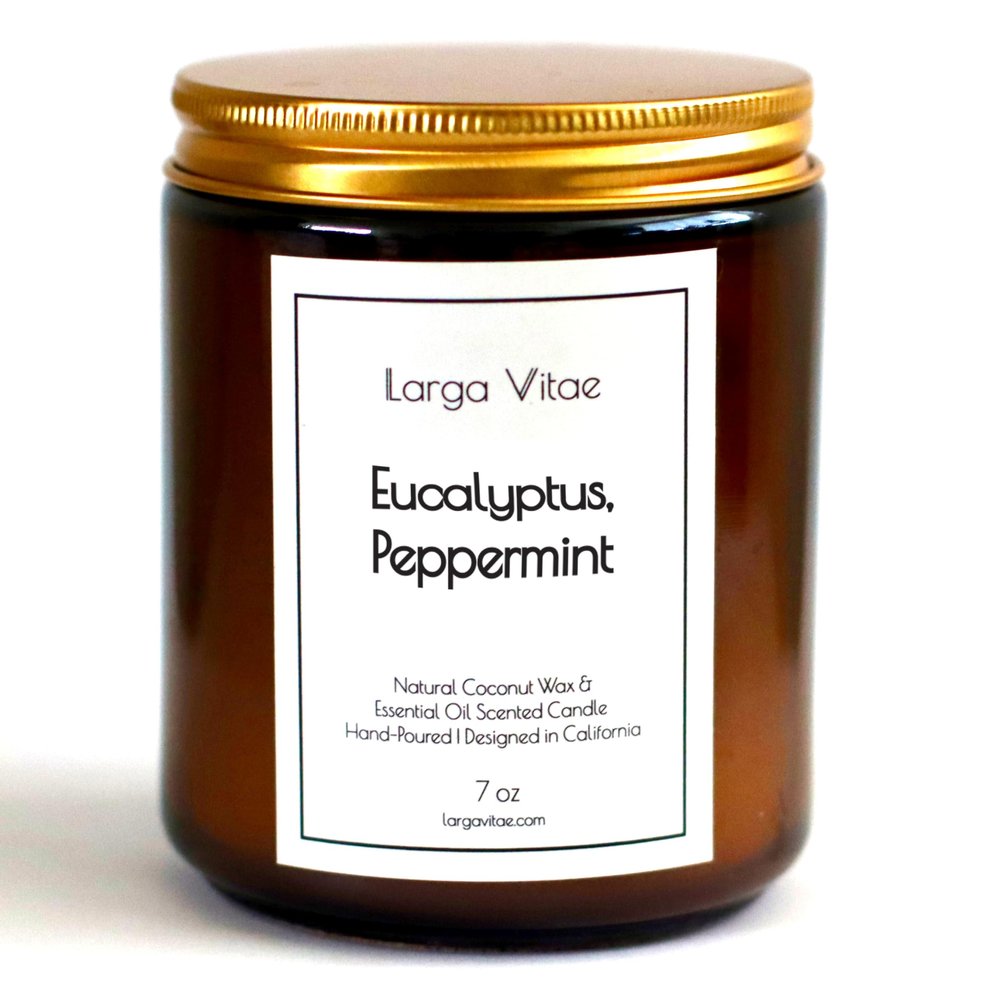 All-Natural Eucalyptus, Peppermint Aromatherapy Essential Oil Candle, Safe for People and Pets, Made with Pure Sustainable Organic Vegan Coconut Wax, Allergy Friendly, Non Toxic, Zero Waste