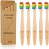 ECOETBOO Kids Bamboo Toothbrush Medium Bristles Rainbow, 5 Pack Children's Toothbrushes Eco-Friendly Wooden Handle Tooth Brush (Rainbow) view 2