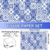50 Sheets Moroccan Mosaic Tissue Paper,19.7 x 28 Inch Gift Wrapping Tissue Paper Blue Tiles Partern Art Tissue for Wedding Invitation Bridal Shower Wedding DIY Crafts view 2