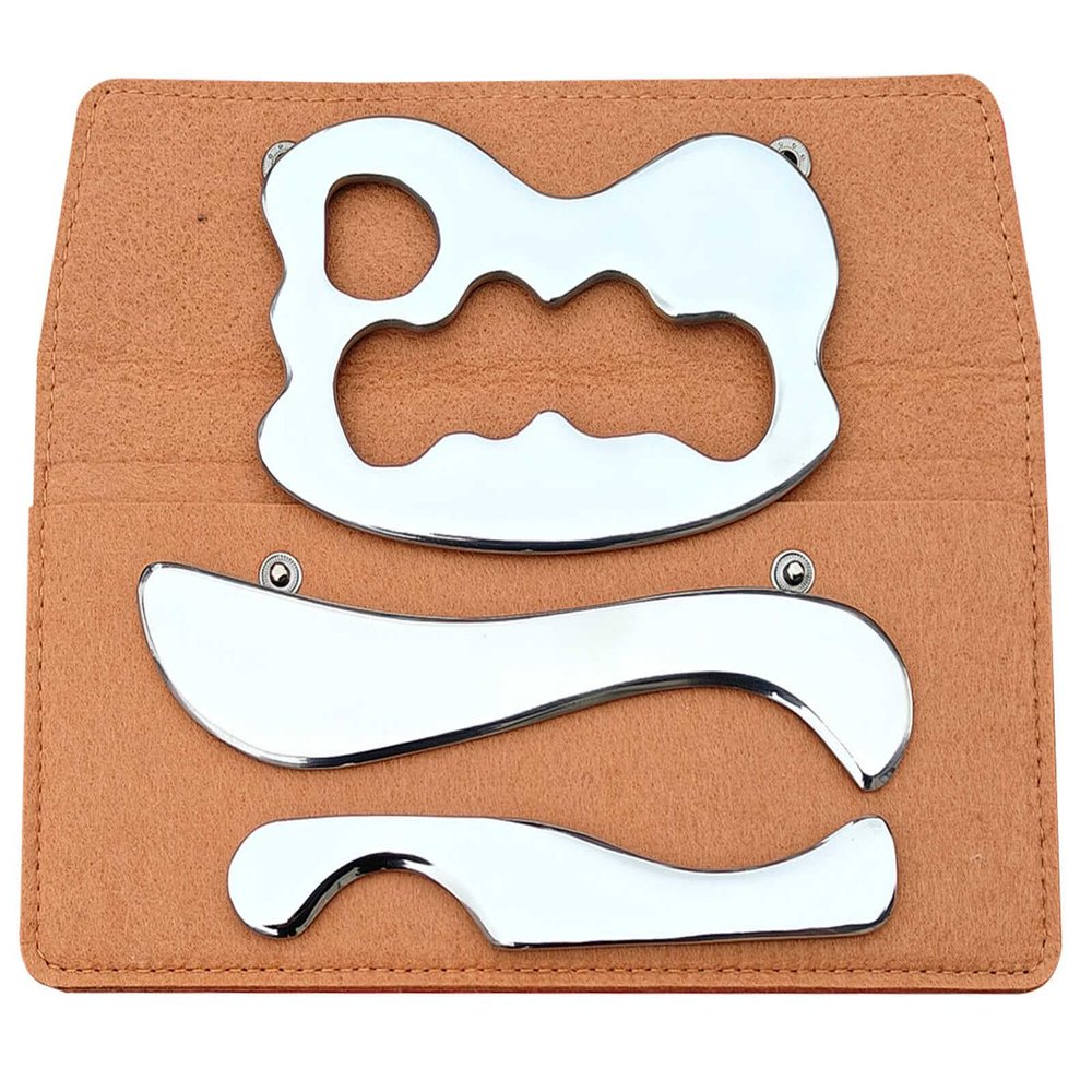 3 in 1 Stainless Steel Gua Sha Muscle Scraper Massage Tool IASTM Tool Set for Soft Tissue Therapy and Reduce Arms,Back, Legs, Shoulder Muscle Pain3-Set