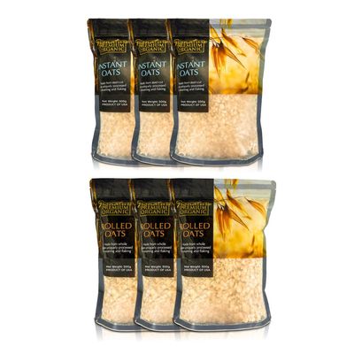 6 Packs Gluten-Free Organic Oat 500g by country farm. 3 Packs Rolled Oats & 3 Packs Instant Oats. USDA Organic. Great for Daily Breakfast, Baked Goods & Snacks