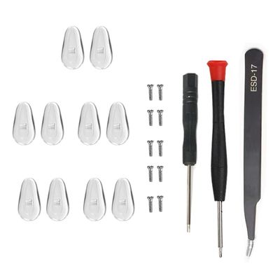 5 Pairs Eyeglass Screw-in Nose Pads, NLQHOPTS Glasses Nose Piece Replacement Repair Kit Set with Screws,Screwdrivers,Tweezer and Cleaning Cloth for Sunglasses Eyeglasses.