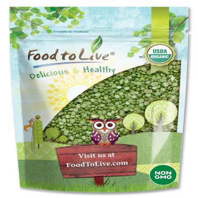 Food to Live - Organic Green Split Peas, 2 Pounds - Non-GMO, Dried, Vegan, Kosher, Great Source of Protein, Fiber, Essential Minerals