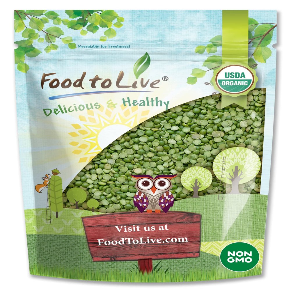 Food to Live - Organic Green Split Peas, 2 Pounds - Non-GMO, Dried, Vegan, Kosher, Great Source of Protein, Fiber, Essential Minerals