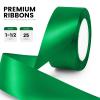 Quhora 1-1/2" x 25 Yards Satin Ribbon, Green Silk Ribbon Ideal for Gift Wrapping, Floral Bouquets, Crafts, Wedding Party Decorations, Christmas and Sewing Projects view 2
