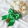 Quhora 1-1/2" x 25 Yards Satin Ribbon, Green Silk Ribbon Ideal for Gift Wrapping, Floral Bouquets, Crafts, Wedding Party Decorations, Christmas and Sewing Projects view 4