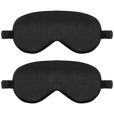 2 Pack Sleep Mask Silk Eye Mask Cover for Sleeping, Soft Satin Blindfold with Elastic Strap, Comfortable Night Sleeping Mask for Women Men (Black)