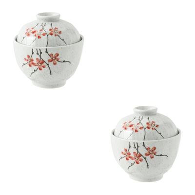 1 Set Ceramic Stew Pot Ceramic Stew Bowl Soup Bowl with Lid Japanese Ceramic Bowl Stewing Pot Ceramic Soup Bowl Bird's Nest Pho Steamed Egg Cup Tableware Saucepan Ceramics White ( Color : Whitex2pcs ,