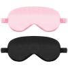 2 Pack Sleep Mask Silk Eye Mask Cover for Sleeping, Soft Satin Blindfold with Elastic Strap, Blocks Light and Reduces Puffy Eyes, Comfortable Night Sleeping Mask for Women Men (Black&Pink) view 1