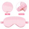 2 Pack Sleep Mask Silk Eye Mask Cover for Sleeping, Soft Satin Blindfold with Elastic Strap, Blocks Light and Reduces Puffy Eyes, Comfortable Night Sleeping Mask for Women Men (Black&Pink) view 3