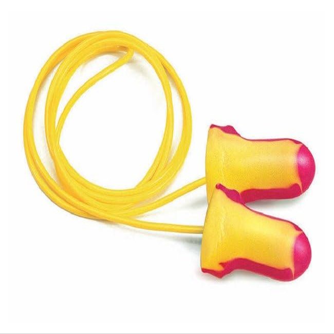 Plexon Disposable Foam Corded Earplugs by Laser Lite, Made of Polyurethane Foam, in One Size, Pink/Yellow 1 case (100 pcs), Made in USA