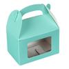 Bio Tek 4 x 2.5 x 2.5 Inch Gable Boxes For Party Favors, 25 Attractive Gift Boxes - With Built-In Handle, Disposable, Turquoise Paper Barn Boxes, For Parties view 2