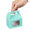 Bio Tek 4 x 2.5 x 2.5 Inch Gable Boxes For Party Favors, 25 Attractive Gift Boxes - With Built-In Handle, Disposable, Turquoise Paper Barn Boxes, For Parties view 4