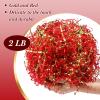 Outus 2 LB Red Gold Crinkle Cut Paper Shred Filler Metallic Shredded Papers Confetti Gift Boxes Basket Crinkle Paper Filler Packing Grass Cushion Shredded Tissue Stuffing Christmas Birthday Wrapping view 2