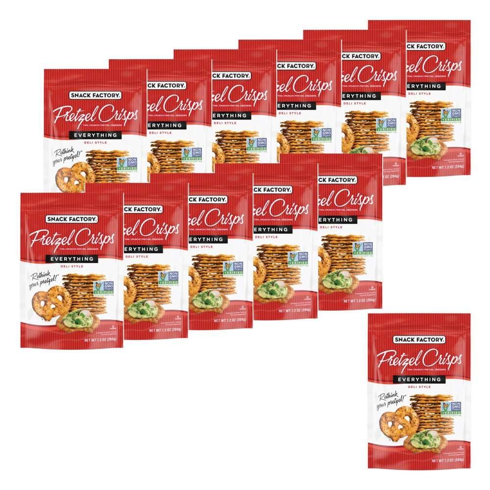 NineLife Basics Snack Factory Everything Pretzel Crisps, 7.2 oz, 12 Pack
