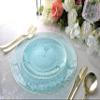 " OCCASIONS " 320pcs set (40 Guests)-Heavyweight Wedding Party Disposable Plastic Plate Set -40 x 10'' + 40 x 7'' + Silverware + Cups + Napkins (Coastal Clear Blue & Gold) view 3