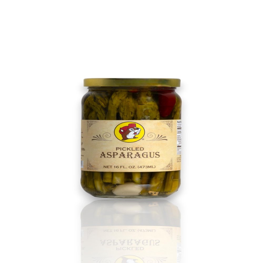 Buc-ee's Pickled Asparagus  Crisp & Zesty, Pickled Fresh, No MSG, No Artificial Preservatives, Fat-Free, 16 fl oz