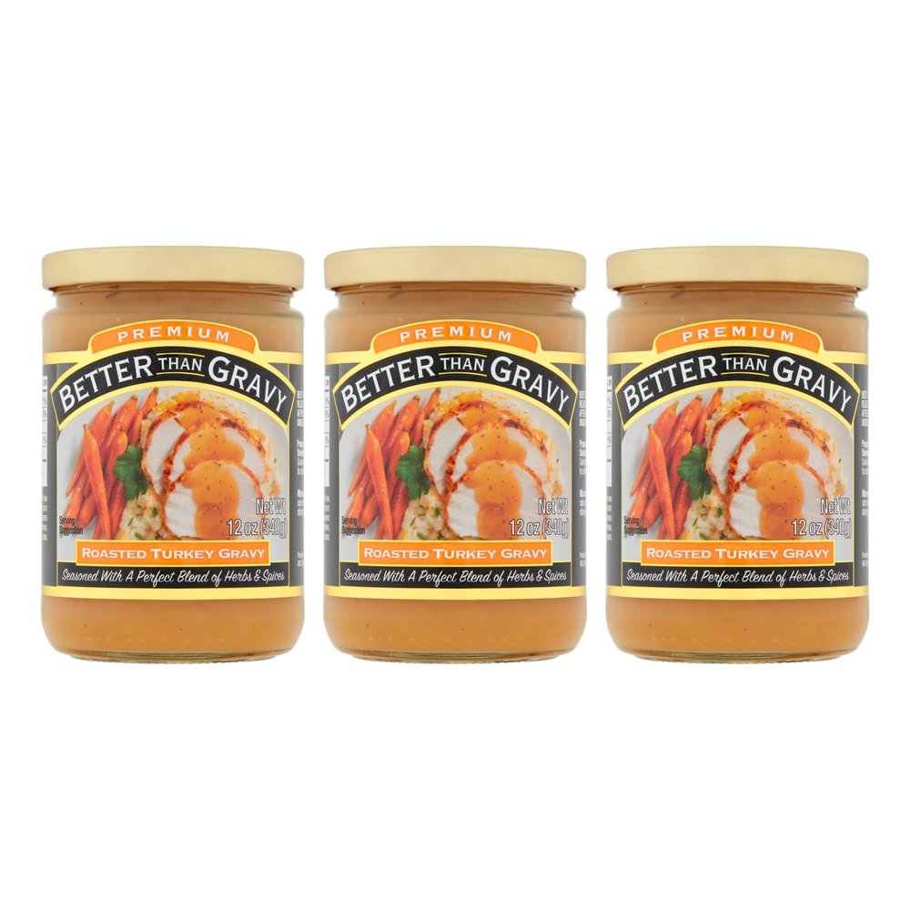 Better Than Gravy Roasted Turkey Gravy, with Perfect Blend of Herbs and Spices, 12 Ounce Jar (Pack of 3)