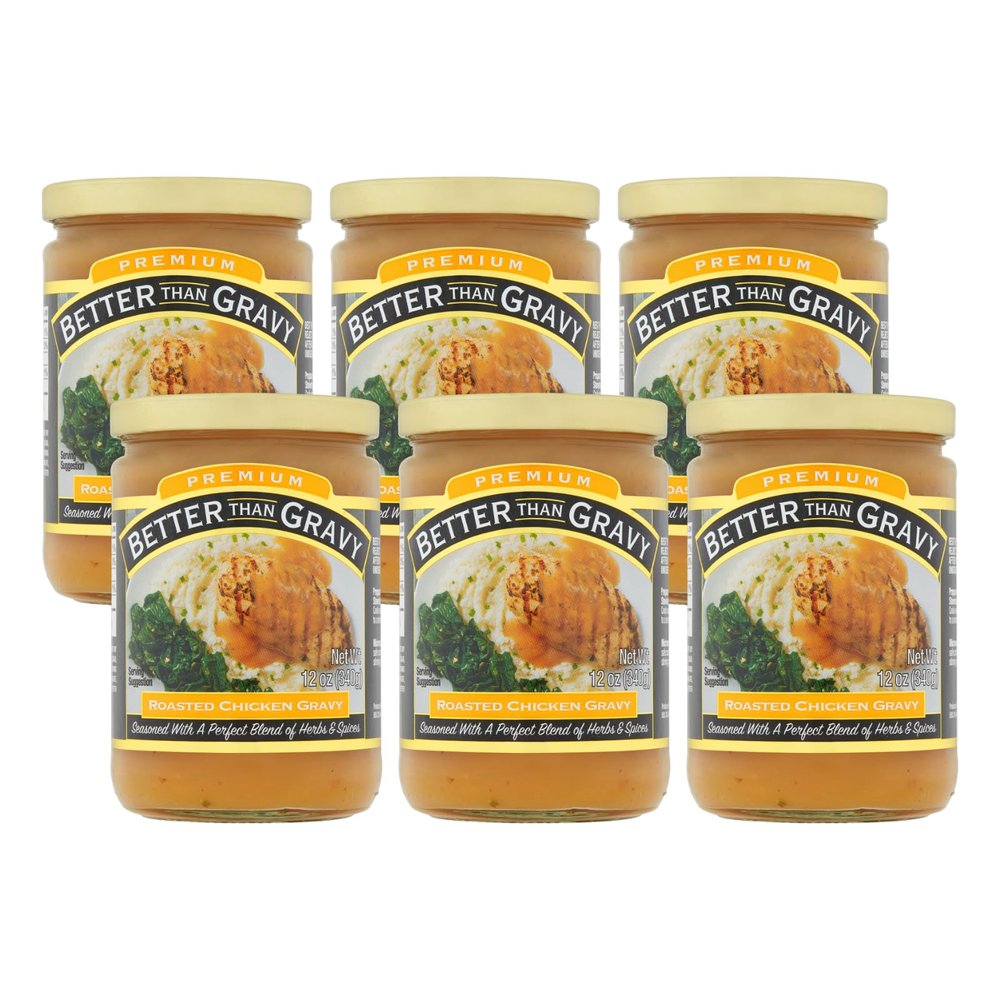 Better Than Gravy Roasted Chicken Gravy, with Perfect Blend of Herbs and Spices, 12 Ounce Jar (Pack of 6)