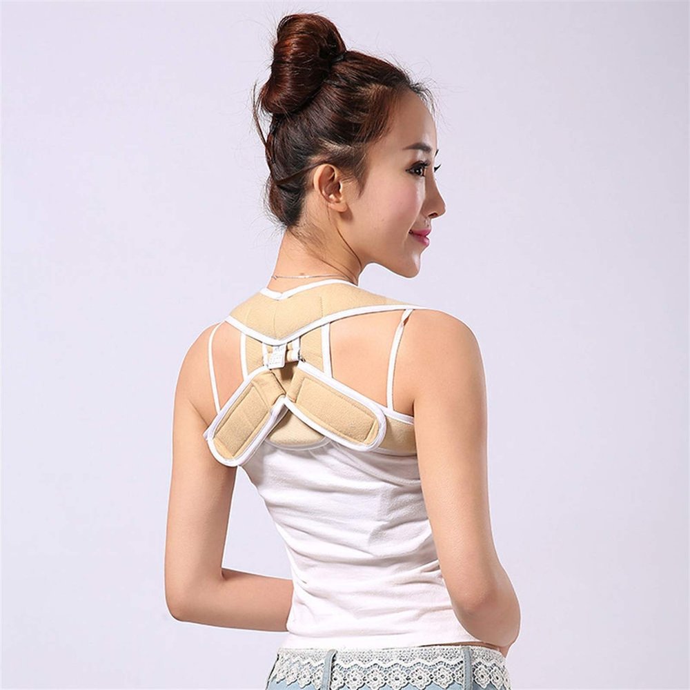 VimrOd Orthosis Corset Back Posture Correction Shoulder Healing Brace Posture Upper Back Support Corrector Men Women (Beige M)