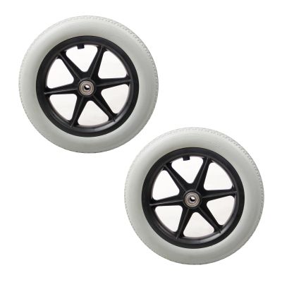 1 Pair 12x2 Replacement Wheelchair Rear Wheels for Wheelchairs Rollators Walkers, Polyurethane Solid Wheelchair Caster with 1/2" (12mm) Bearing (Color : Gray)