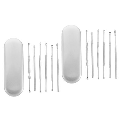 GLEAVI 12pcs Stainless Steel Ear Wax Removal Tool Set Portable Spiral Ear Spoon Cleaning Kit Storage Box for and