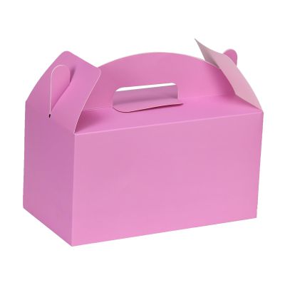 Aosric Pink Gable Boxes with Handles, 30 Pcs, 9.45"x5"x5" Sturdy & Durable Cardstock Treat Boxes for Party Favor, Kids Birthday, Baby Shower, Wedding, Holidays Gifts
