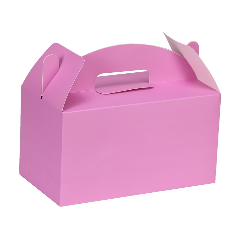 Aosric Pink Gable Boxes with Handles, 30 Pcs, 9.45"x5"x5" Sturdy & Durable Cardstock Treat Boxes for Party Favor, Kids Birthday, Baby Shower, Wedding, Holidays Gifts
